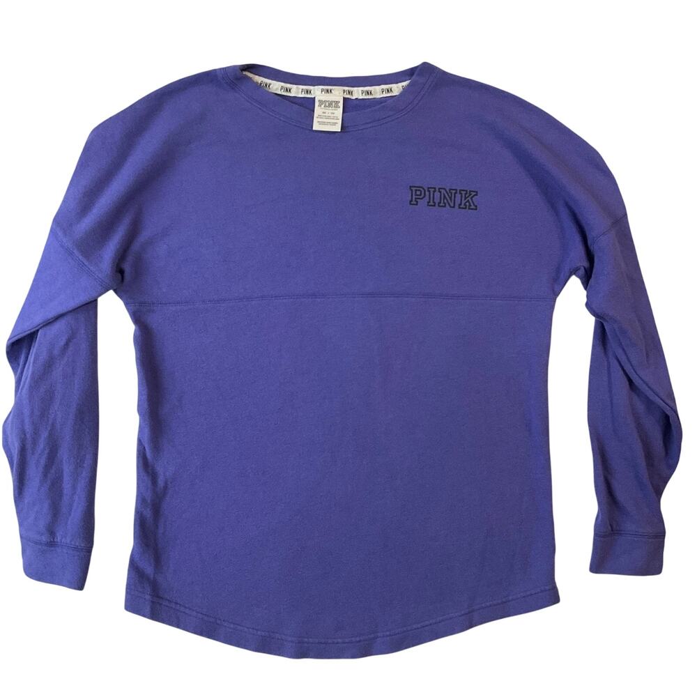 Victoria's Secret PINK Women Sweatshirt XS Purple LOVE Logo Long Sleeve Cotton